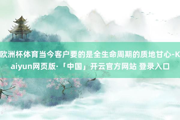 欧洲杯体育当今客户要的是全生命周期的质地甘心-Kaiyun网页版·「中国」开云官方网站 登录入口