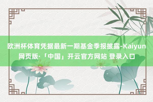欧洲杯体育凭据最新一期基金季报披露-Kaiyun网页版·「中国」开云官方网站 登录入口