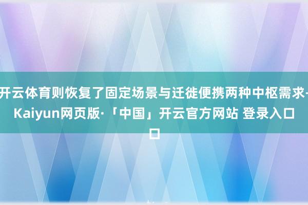 开云体育则恢复了固定场景与迁徙便携两种中枢需求-Kaiyun网页版·「中国」开云官方网站 登录入口